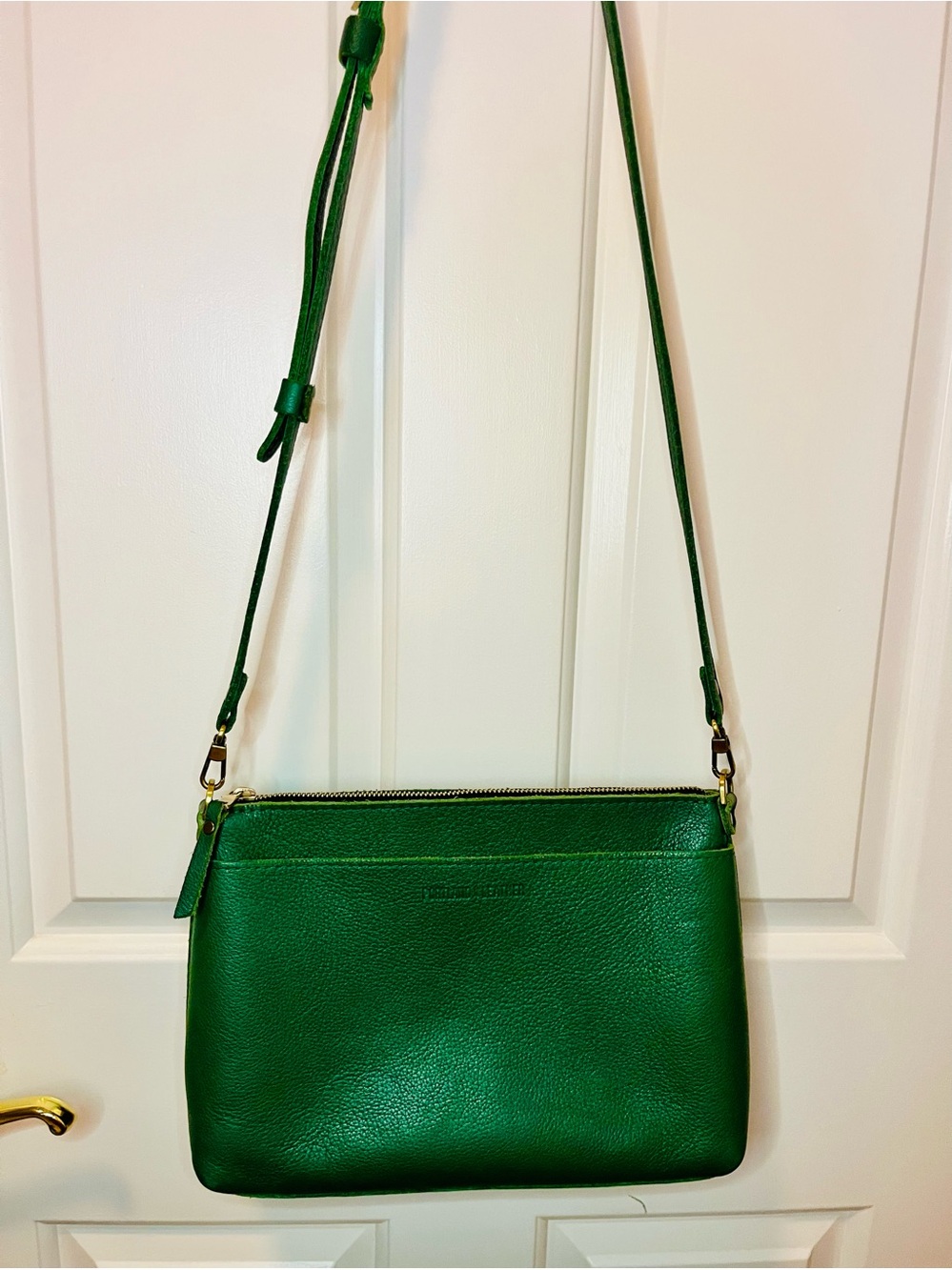 Portland Leather Green Large Poppy Pebbled Leather Crossbody Bag
